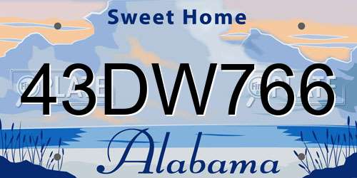 43DW766 Alabama License Plate