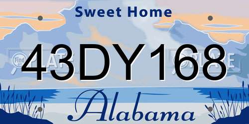 43DY168 Alabama License Plate