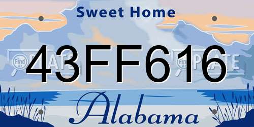 43FF616 Alabama License Plate