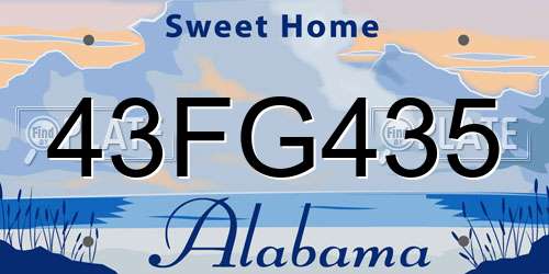 43FG435 Alabama License Plate