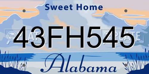 43FH545 Alabama License Plate