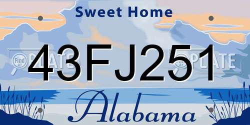 43FJ251 Alabama License Plate
