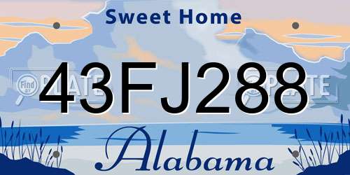 43FJ288 Alabama License Plate