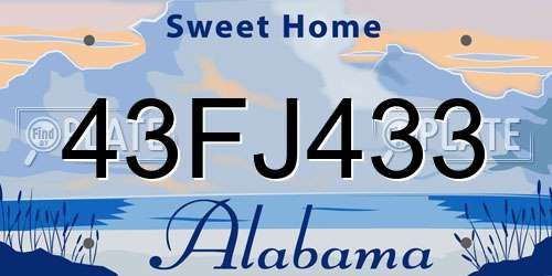 43FJ433 Alabama License Plate