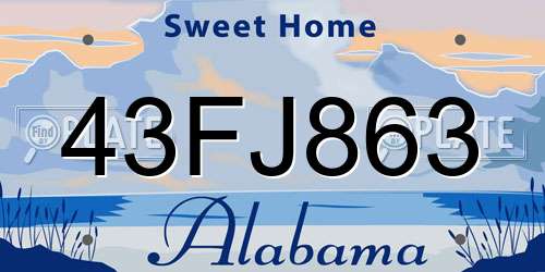 43FJ863 Alabama License Plate
