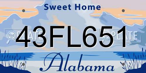 43FL651 Alabama License Plate