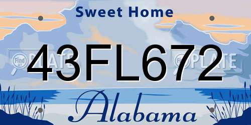 43FL672 Alabama License Plate