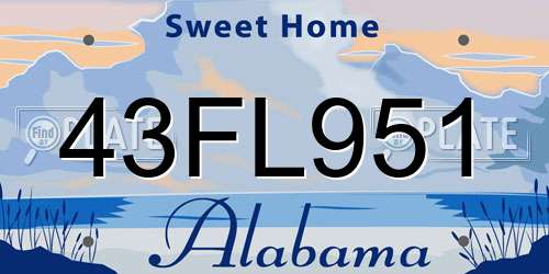 43FL951 Alabama License Plate