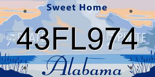 43FL974 Alabama License Plate