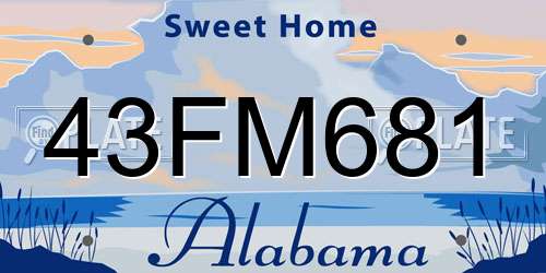 43FM681 Alabama License Plate