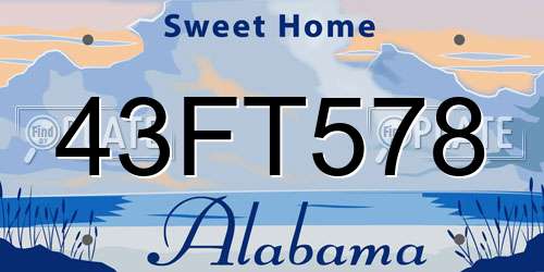 43FT578 Alabama License Plate