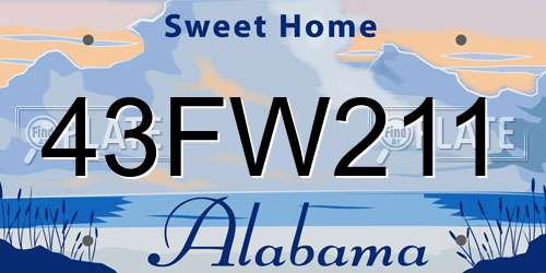 43FW211 Alabama License Plate