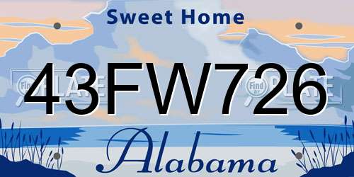 43FW726 Alabama License Plate