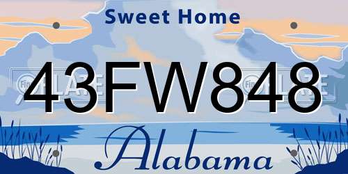 43FW848 Alabama License Plate
