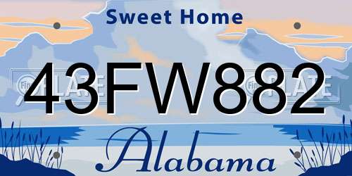43FW882 Alabama License Plate