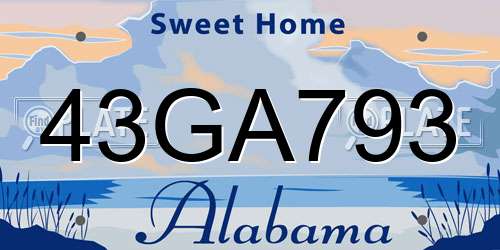 43GA793 Alabama License Plate