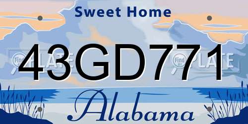 43GD771 Alabama License Plate