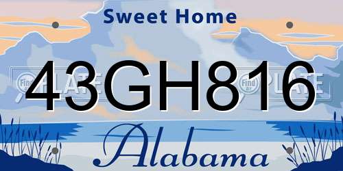 43GH816 Alabama License Plate