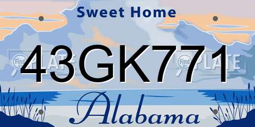 43GK771 Alabama License Plate