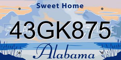 43GK875 Alabama License Plate