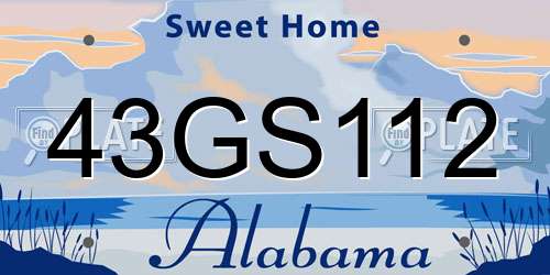 43GS112 Alabama License Plate