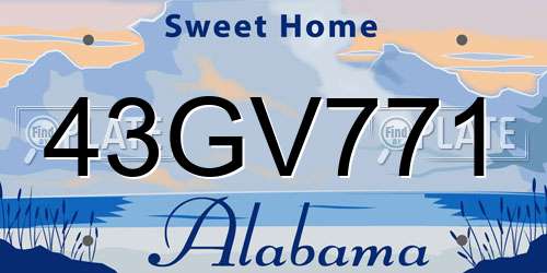 43GV771 Alabama License Plate
