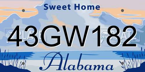 43GW182 Alabama License Plate
