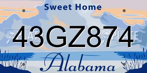 43GZ874 Alabama License Plate