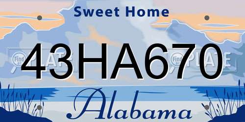 43HA670 Alabama License Plate