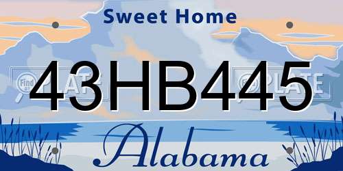 43HB445 Alabama License Plate