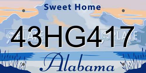 43HG417 Alabama License Plate