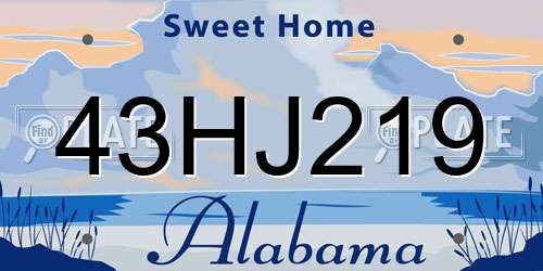 43HJ219 Alabama License Plate