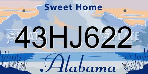 43HJ622 Alabama License Plate