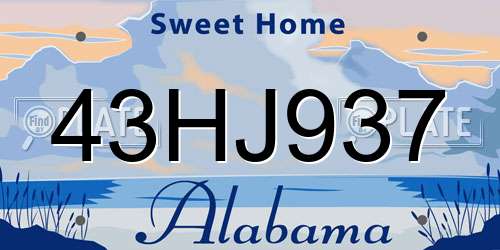 43HJ937 Alabama License Plate