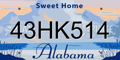 43HK514 Alabama License Plate