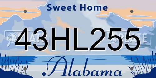 43HL255 Alabama License Plate