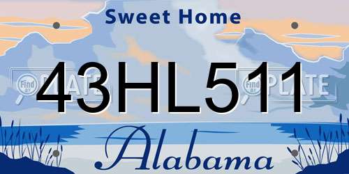 43HL511 Alabama License Plate