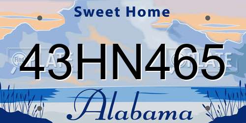 43HN465 Alabama License Plate