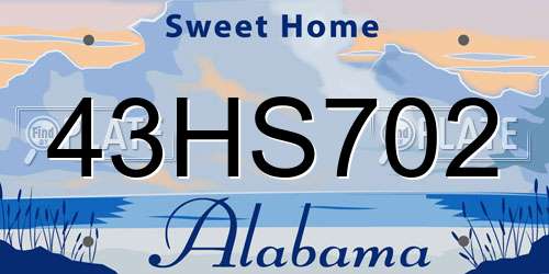 43HS702 Alabama License Plate