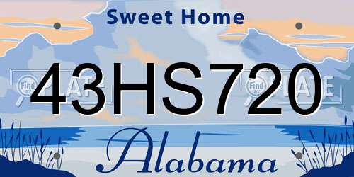 43HS720 Alabama License Plate