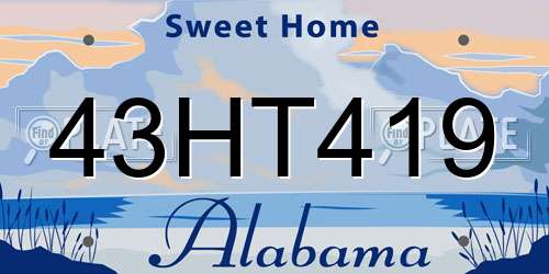 43HT419 Alabama License Plate