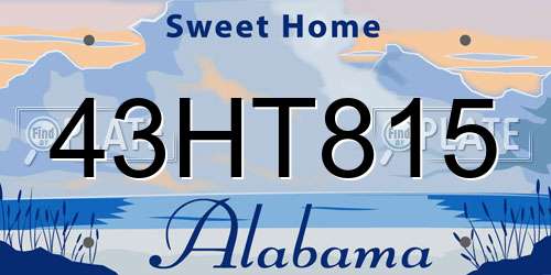 43HT815 Alabama License Plate