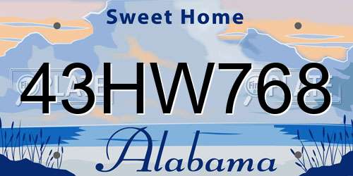43HW768 Alabama License Plate