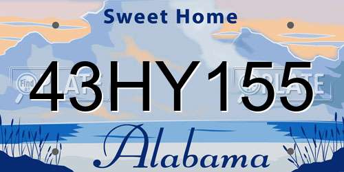 43HY155 Alabama License Plate