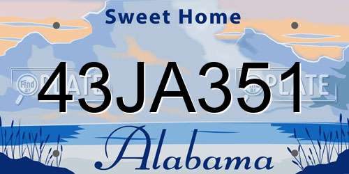 43JA351 Alabama License Plate
