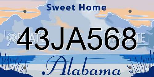 43JA568 Alabama License Plate