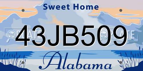 43JB509 Alabama License Plate