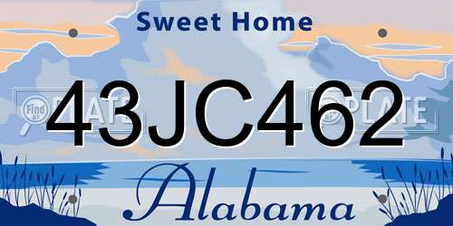 43JC462 Alabama License Plate