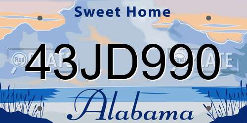43JD990 Alabama License Plate