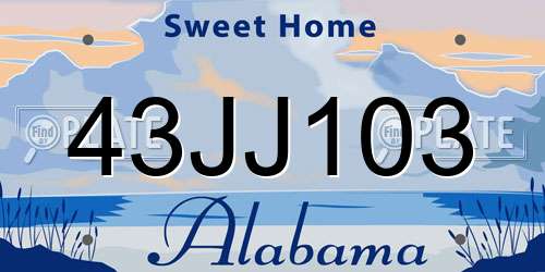 43JJ103 Alabama License Plate